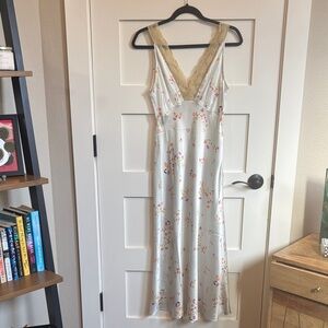 Nasty Gal Cream Floral Maxi Dress with Lace